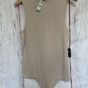 Express Sleeveless Tan Bodysuit